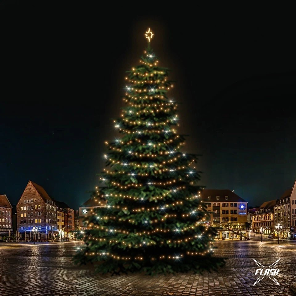 LED light set for Christmas trees 21-23 m high, warm white with Flash