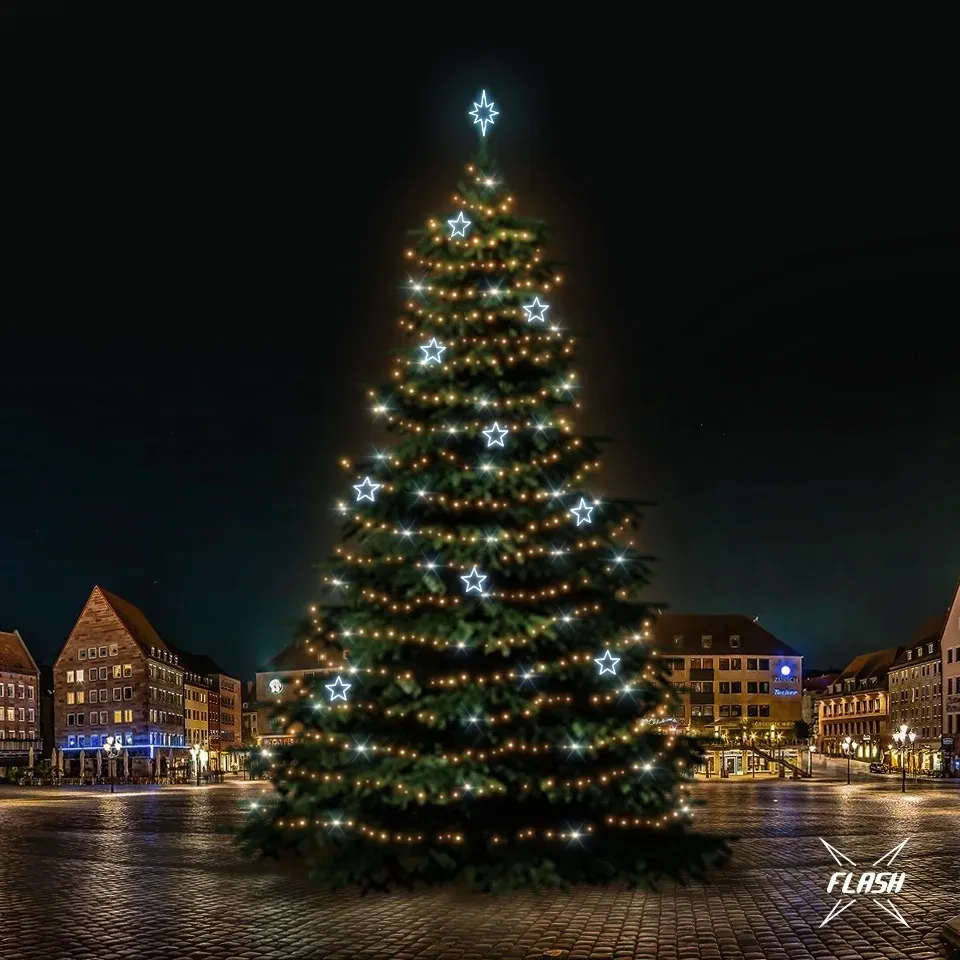 LED light set for Christmas trees 21-23 m high, warm white with Flash, ice decors DZ115S1