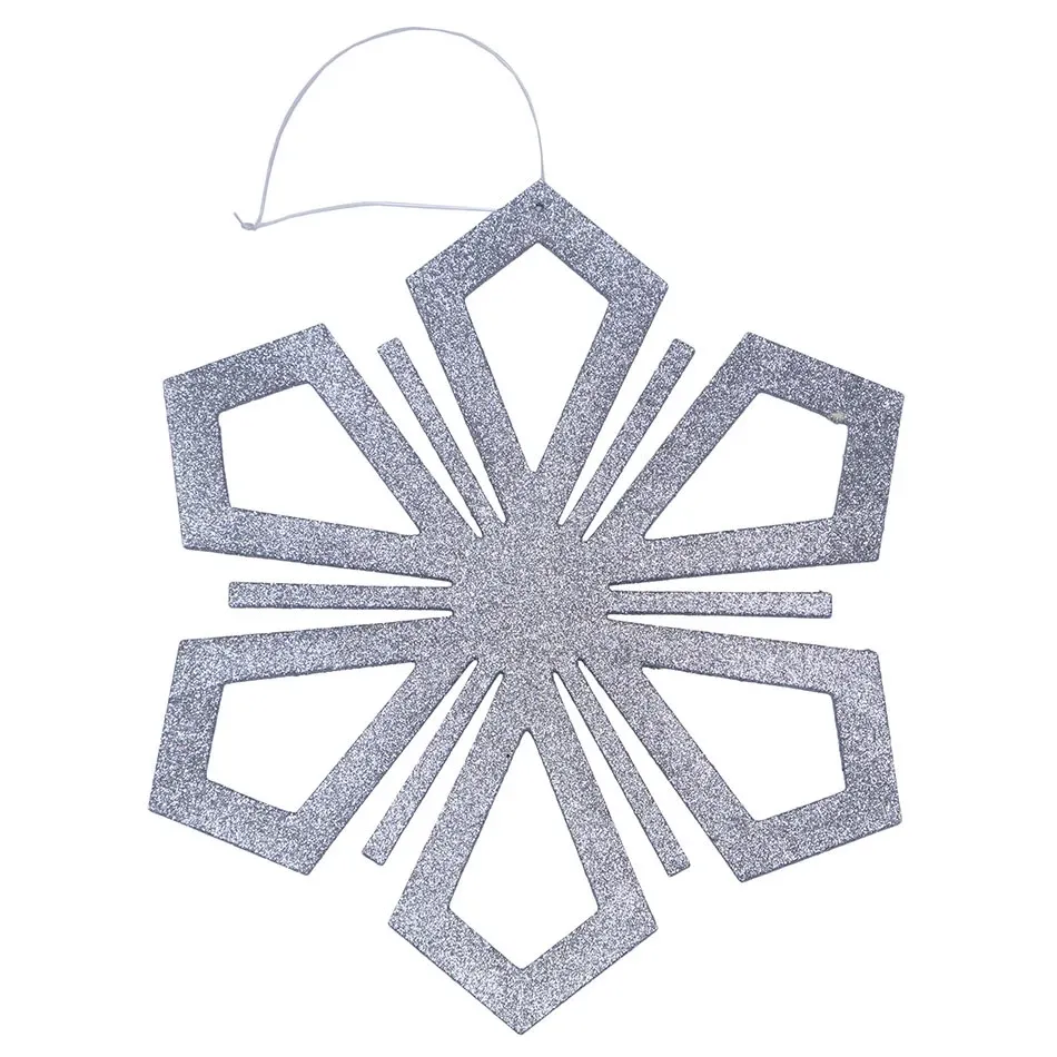 Christmas ornament snowflake II, diameter 40 cm, silver, plywood, outdoor