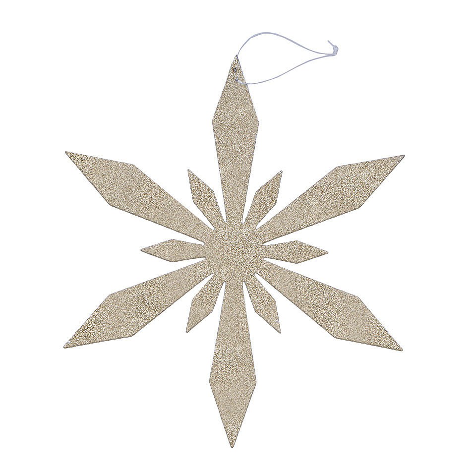 Christmas ornament snowflake II, diameter 15 cm, gold, plywood, outdoor