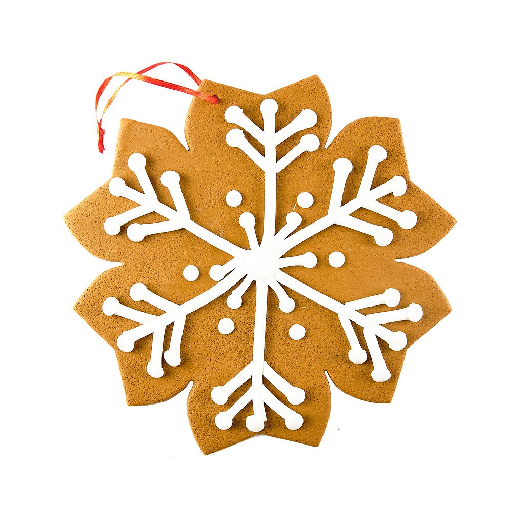 Large Christmas ornament gingerbread snowflake, Ø 25,4 cm, PVC, IP44, outdoor