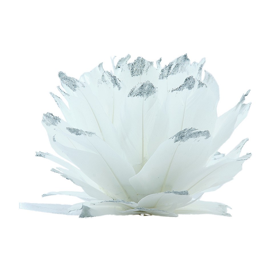 Christmas feather ornament, 12 cm, white, feathers