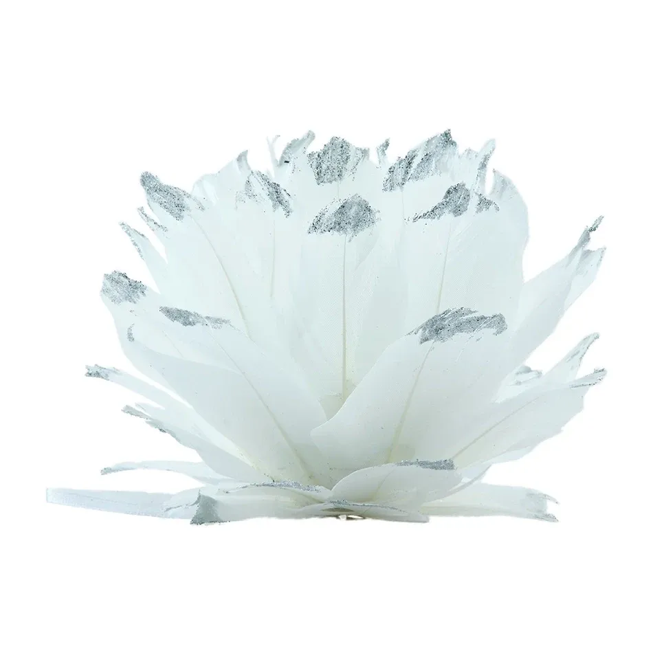 Christmas feather ornament, 12 cm, white, feathers