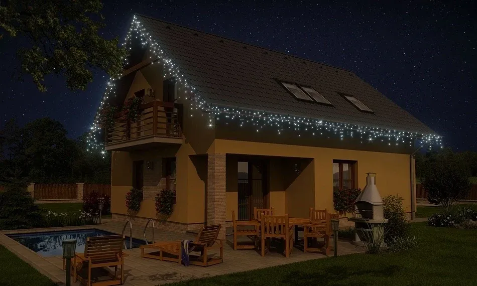 LED light set for house, 9+1 free, icy white, white cable, Easy Fix, IP67