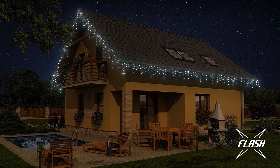LED house light kit, 9+1 free, LED white with Flash, black cable, Easy Fix, IP67