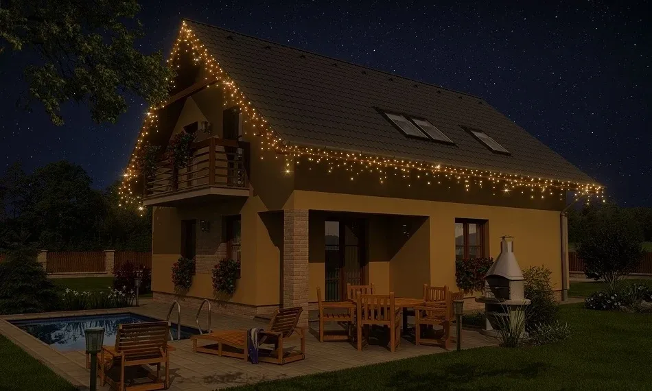 LED light set for house, 9+1 free, warm white, black cable, Easy Fix, IP67