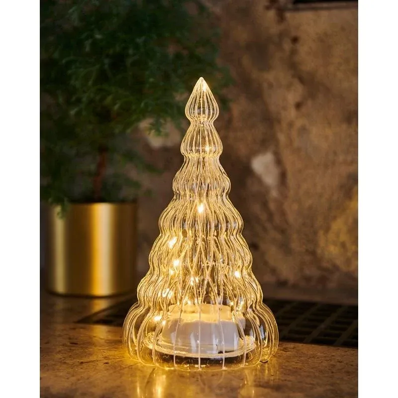 _Downloaded LED light tree, glass, clear, 23,5 cm
