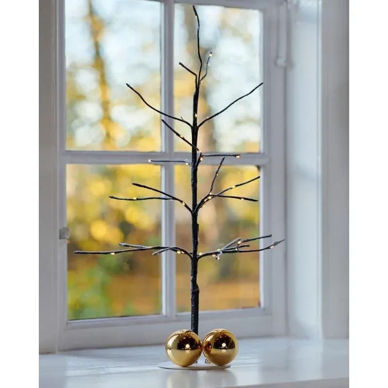 _Downloaded LED tree light, brown, snowy, 50 cm