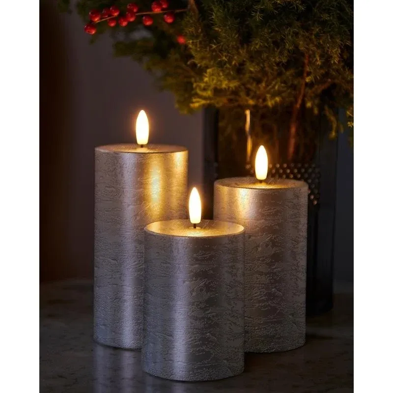 _Downloaded Wax LED candles Sille exclusive, 3set, silver