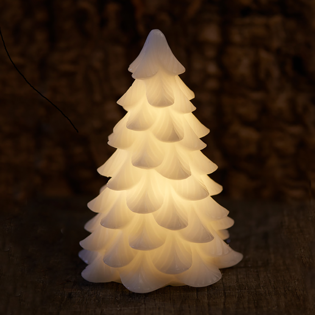 _Downloaded LED candle made of real wax tree, white, 19 cm