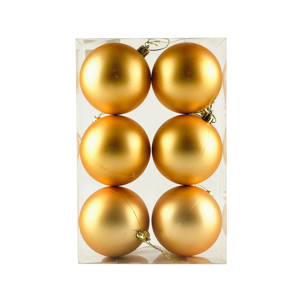 Set of Christmas decorations Champagne matt 8 cm plastic balls, pack of 6