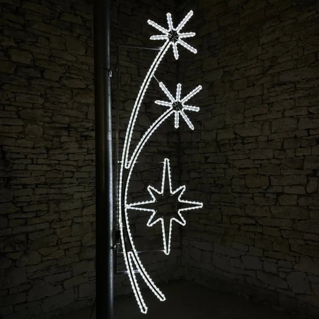 LED light motif, star and 2 polar beams, 310 x 100 cm, ice white