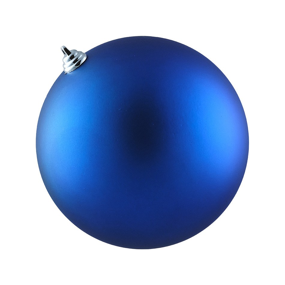 Large Christmas ball 20 cm, blue matt, UV, plastic, outdoor
