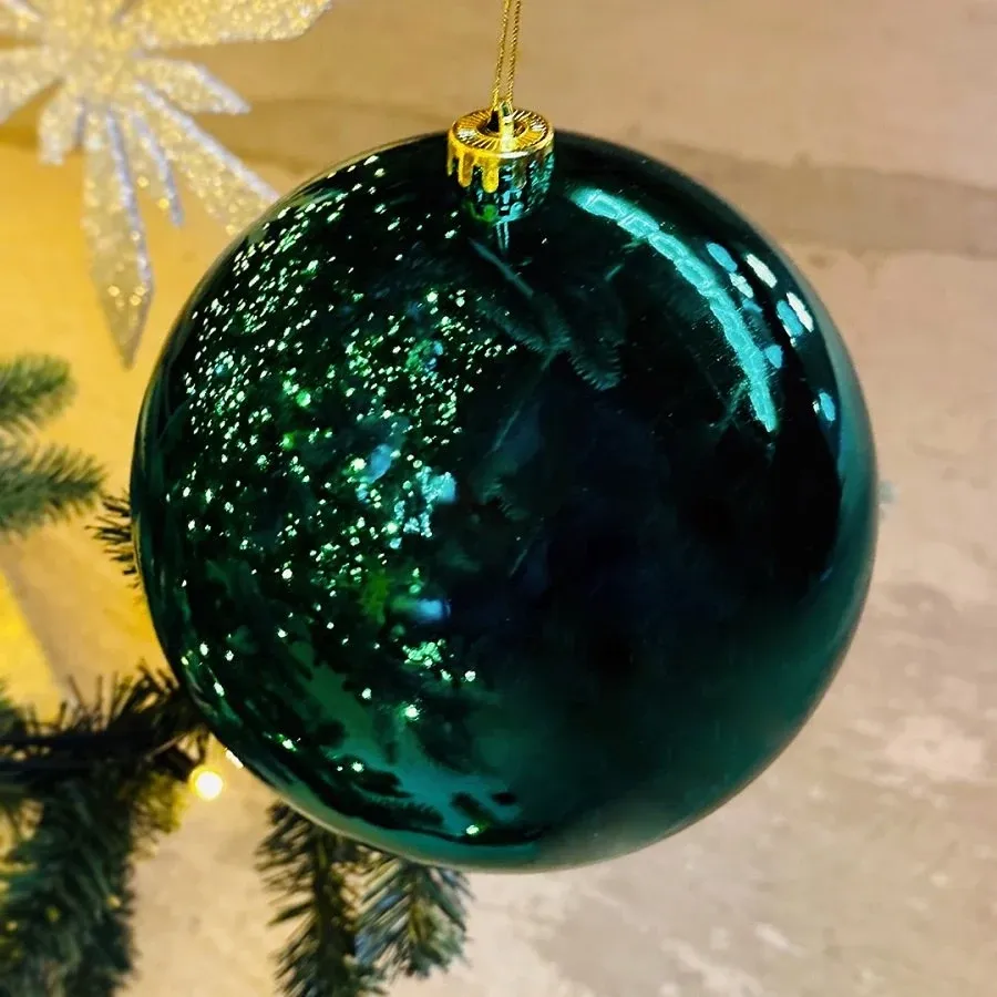 _Downloaded Christmas ornament - plastic ball 1 pc, d.30 cm, peacock green, shiny, interior