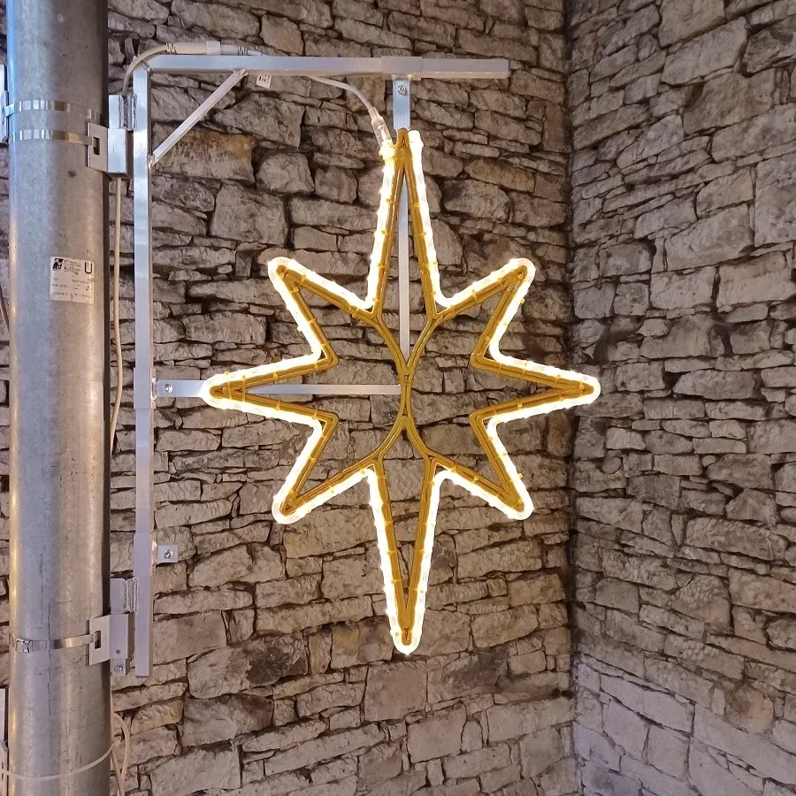Easy Fix 2D LED star light, 61 × 79 cm, warm white 3D print, public lighting decor, aluminium