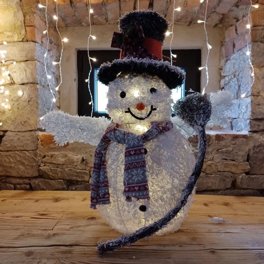 Eco Fix 3D LED illuminated snowman 65 cm, warm white, aluminium