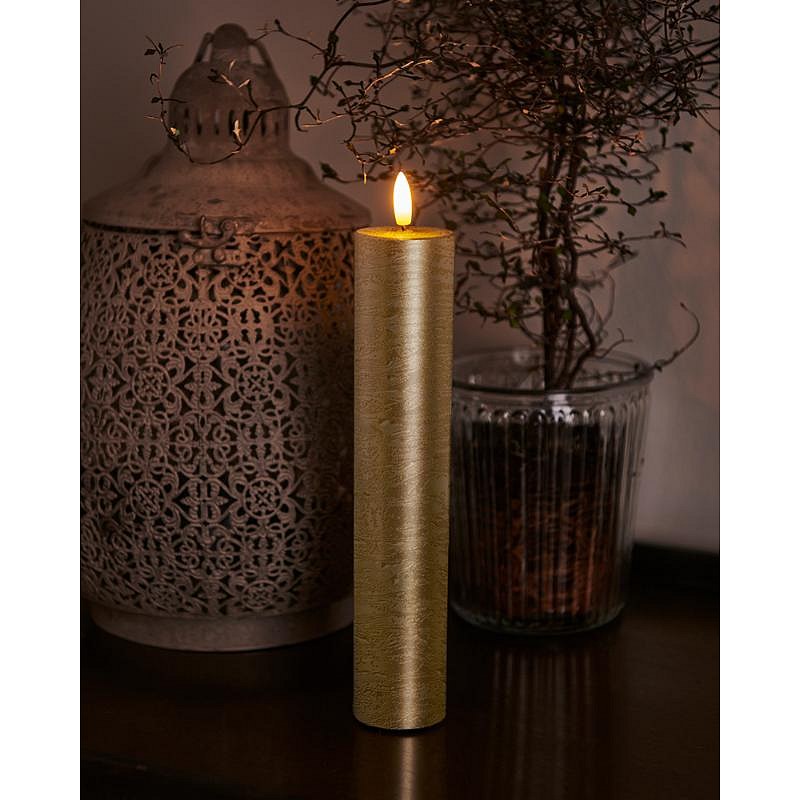 _Download Wax LED candle Sille, 25cm, gold, d. 5cm
