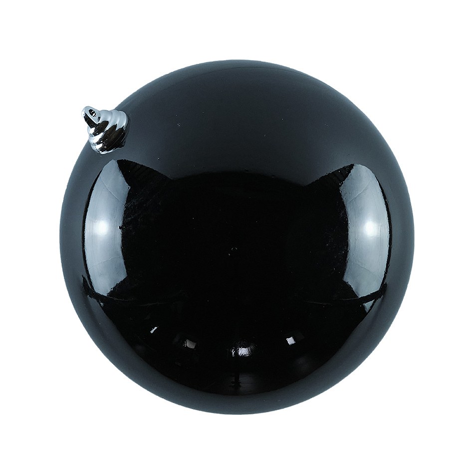 Large Christmas ornament 20 cm plastic ball black glossy