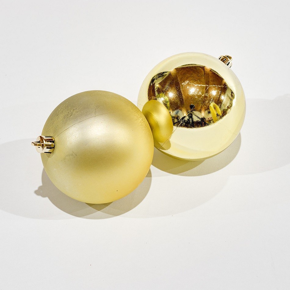 Production - Set of Christmas ornaments gold 8 cm plastic balls, 12× matt, 12× gloss, set of 24 banners