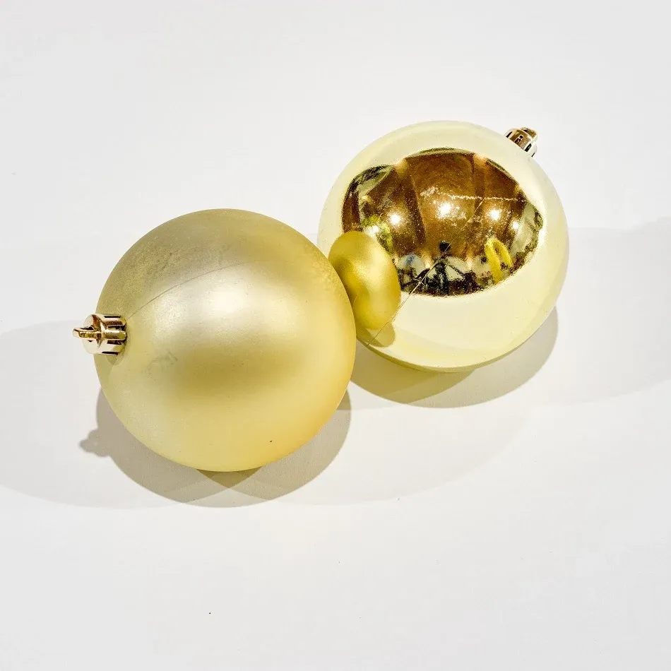 Set of Christmas Ornaments—8 cm Gold Plastic Balls, 12 Matte, 12 Glossy, Set of 24 Ornaments