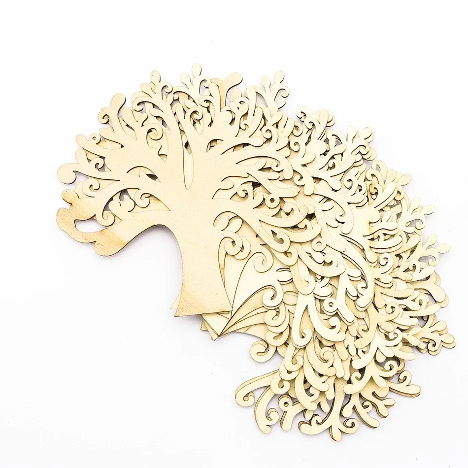 Small wooden decorations, tree 12,5 cm , pack of 10