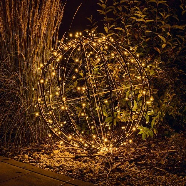 3D LED light ball, 100 cm diameter, warm white, black cable