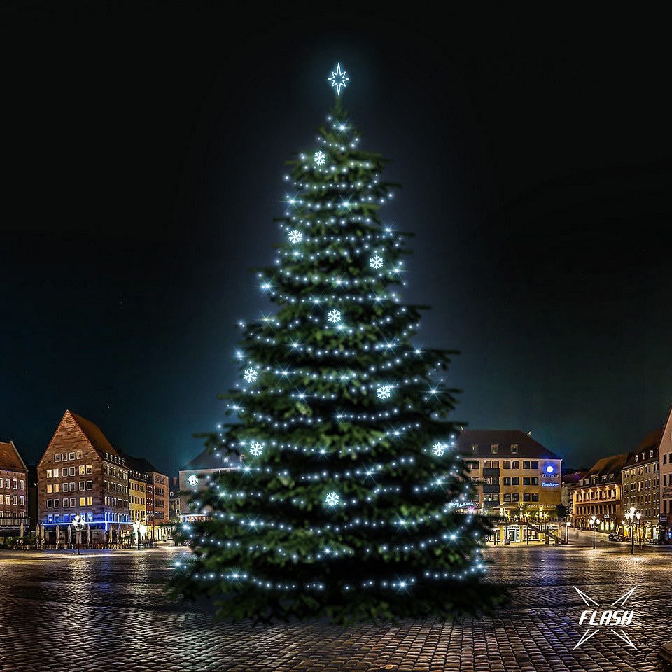 LED light set for trees 21-23m high, icy white with Flash, decors DZX0EFD01