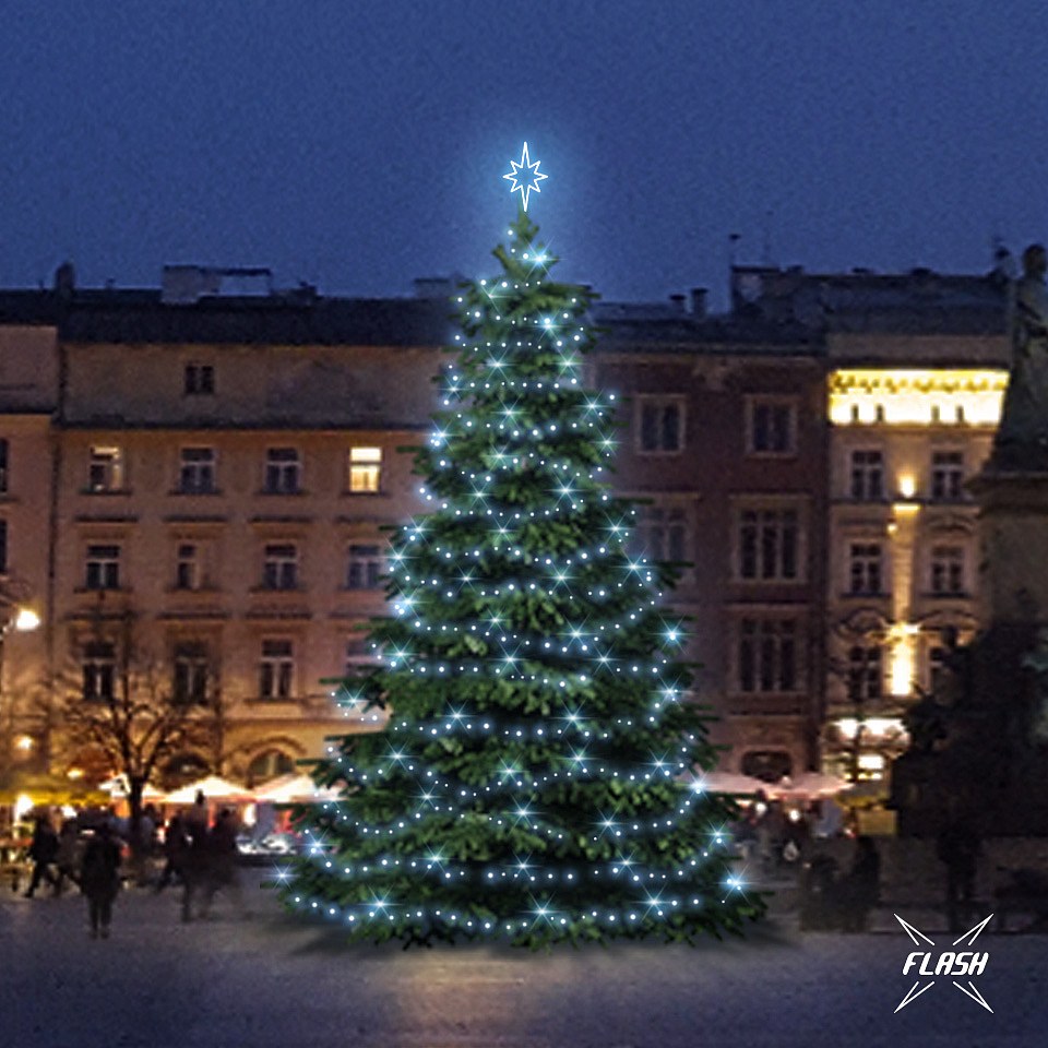 LED light set for trees 9-11 m high, icy white with Flash