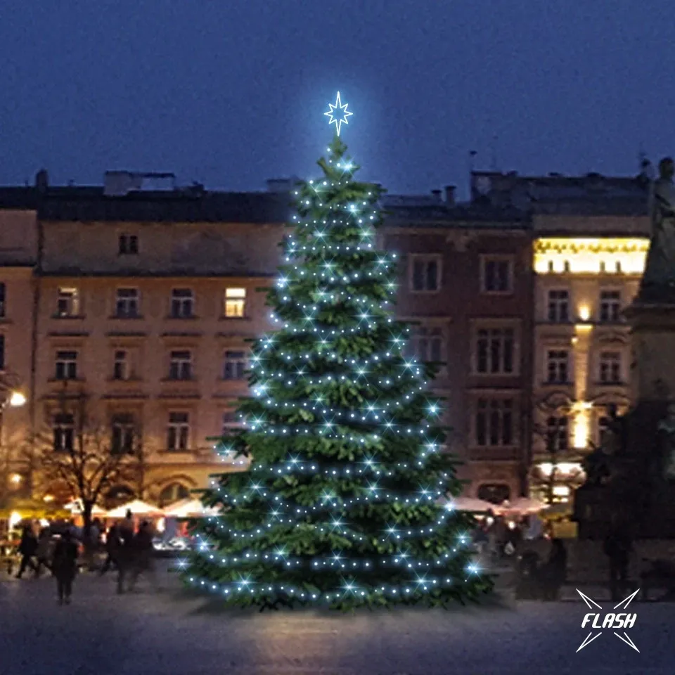 LED light set for trees 9-11 m high, icy white with Flash