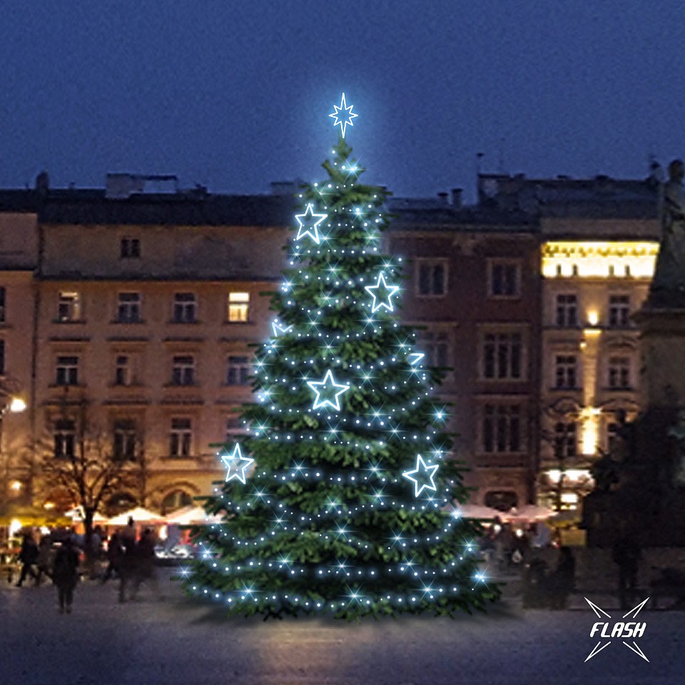 LED light set for trees 9-11m high, icy white with Flash, decors DZ115S1