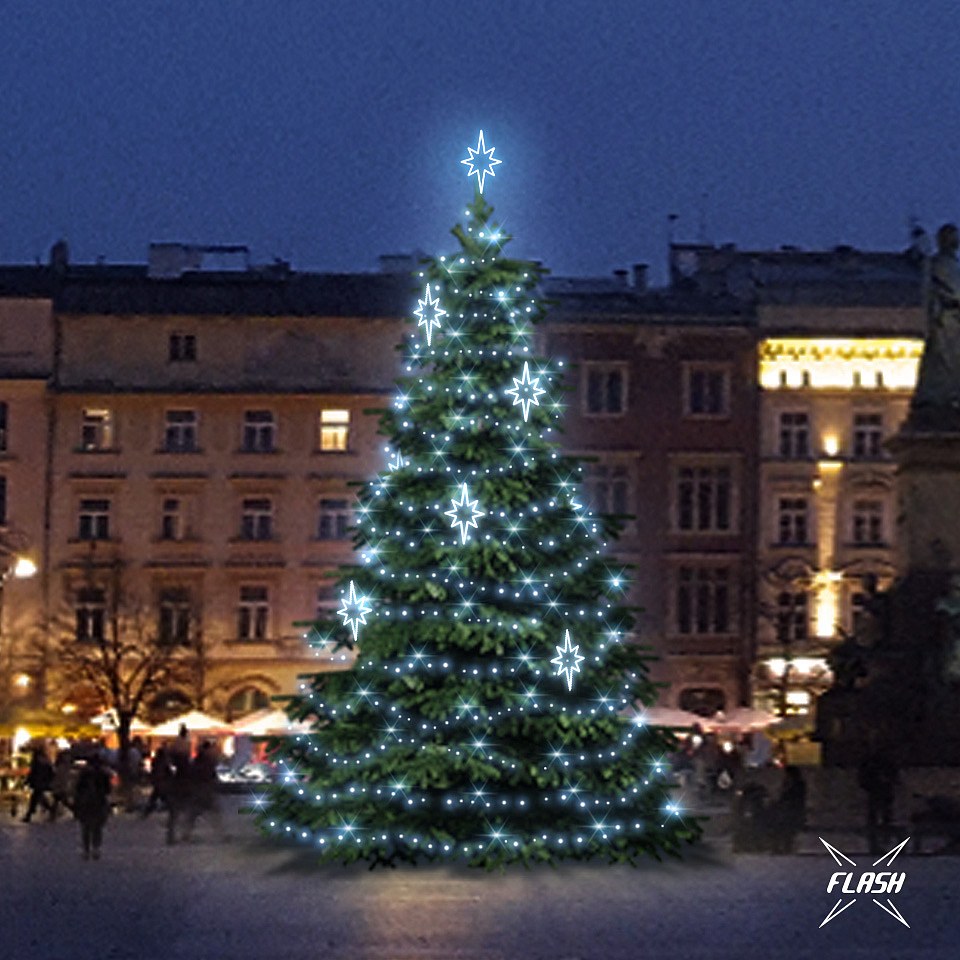 LED light set for trees 9-11m high, icy white with Flash, decors DZ141S3