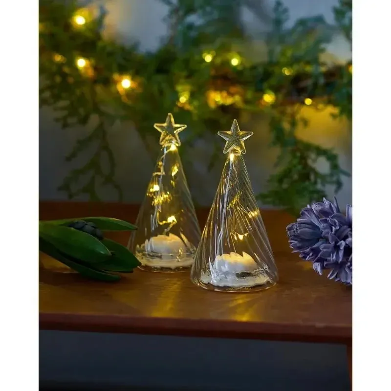 _Downloaded LED light tree, glass, set of 2, clear, 9 cm