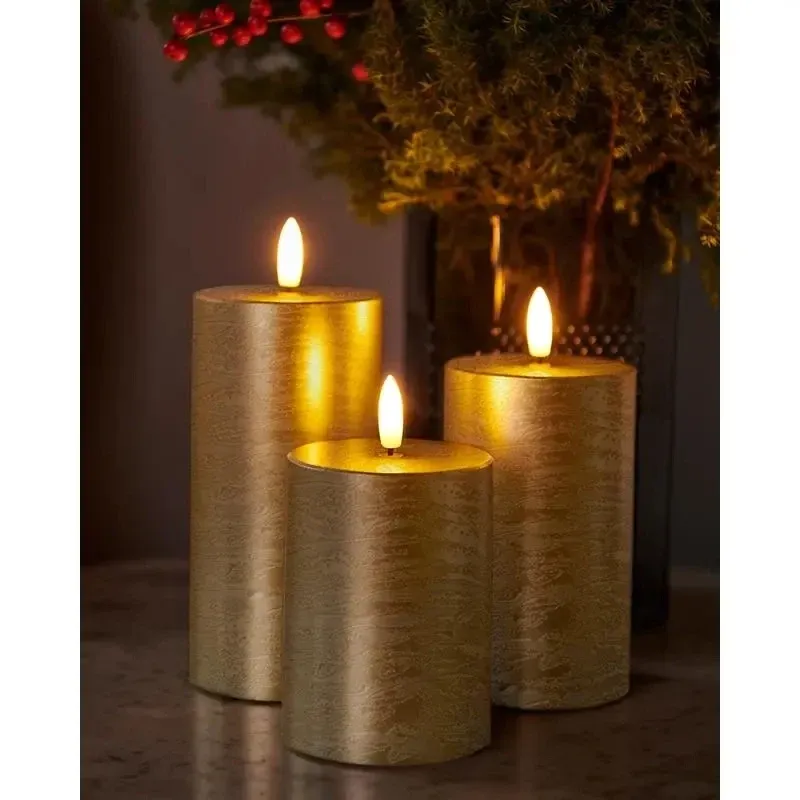 _Downloaded Wax LED candles Sille exclusive, 3set, gold