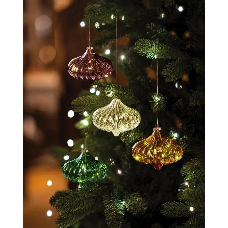 _Downloaded LED glass lantern, gold, 11 cm