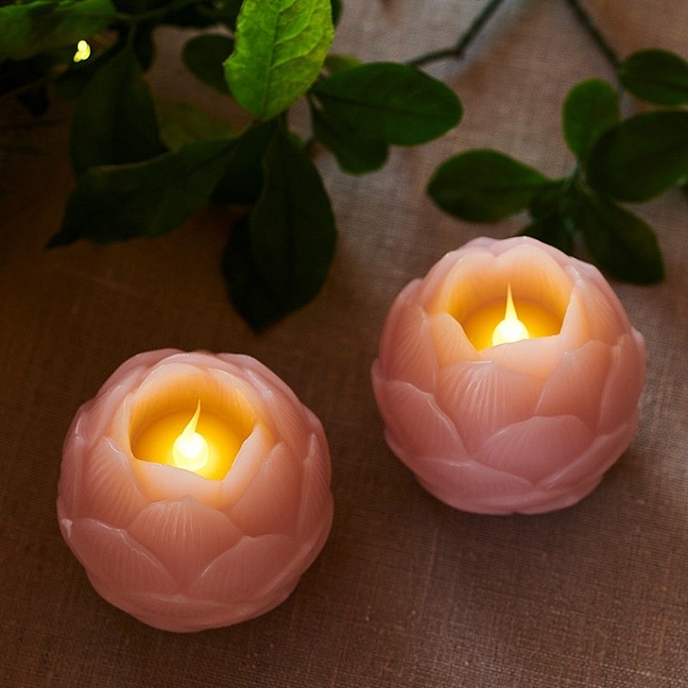 _Downloaded LED candles lotus flowers DIA, set of 2, pink