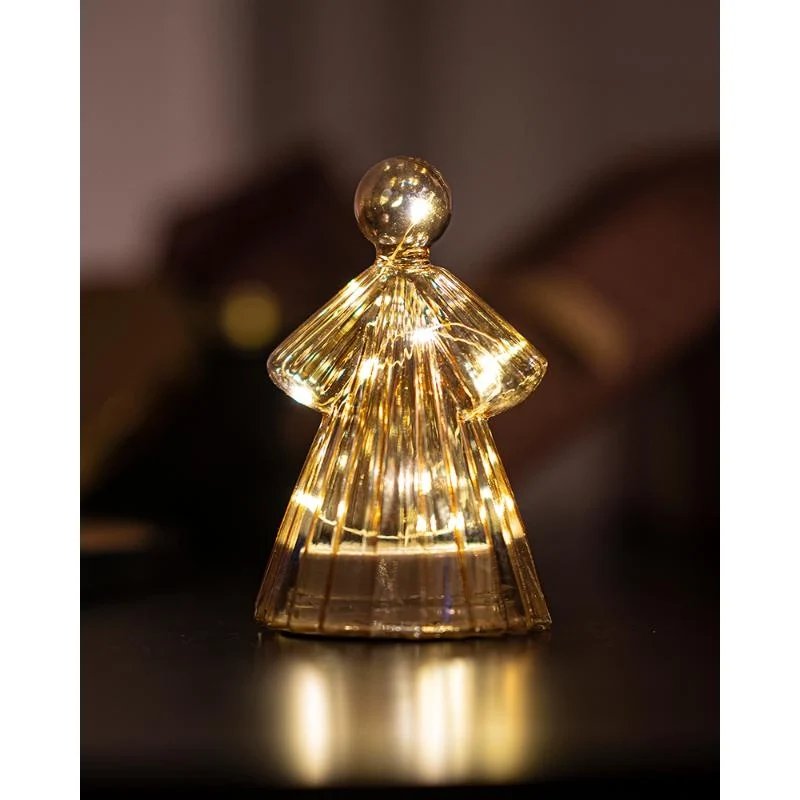_Downloaded LED light angel glass, gold, 15 cm