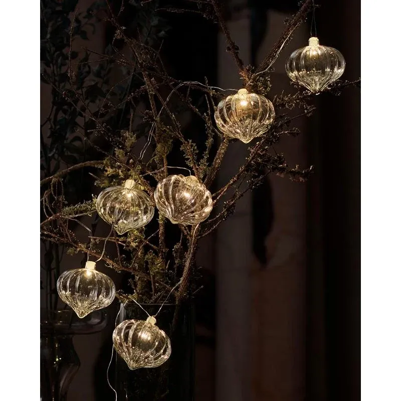 _Downloaded - LED decorative torch light chain glass lanterns, clear, 1,5 m
