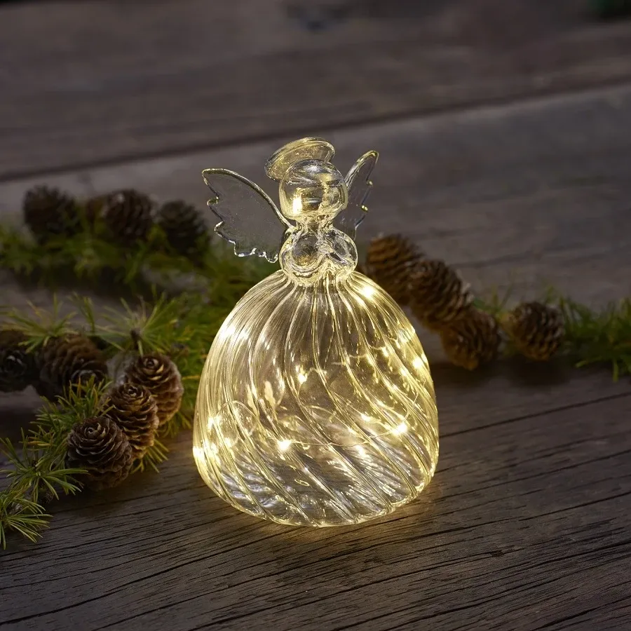 _Downloaded LED light glass angel, 13cm, clear