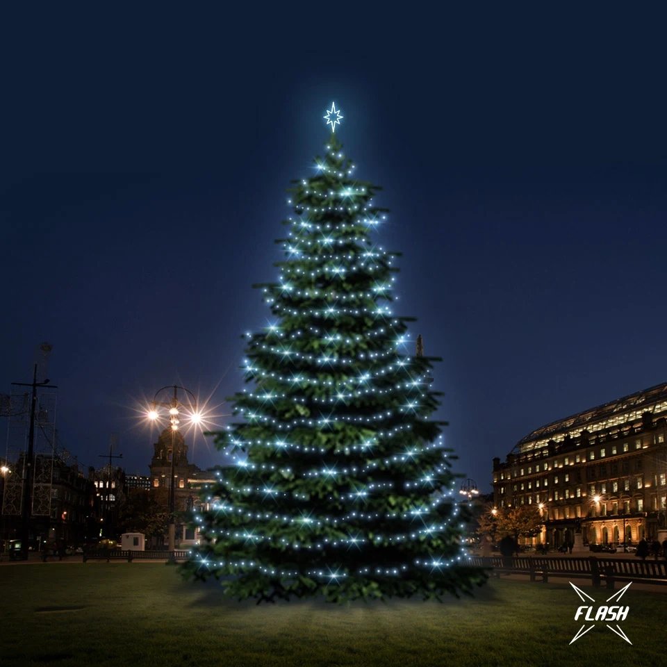 LED light set for Christmas trees 12-14 m high, icy white with Flash