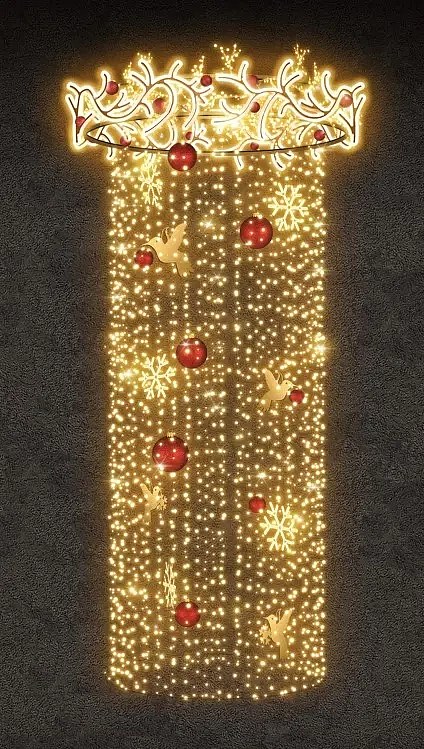 LED chandelier, 155 x 590 x 155 cm, warm white, 230V, 210W, 35,5 kg, 3 parts