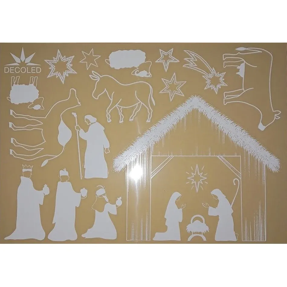 Christmas stickers for windows A3 nativity scene