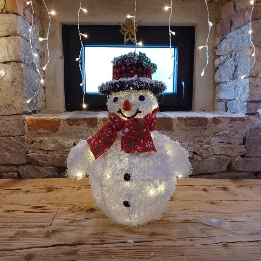 Eco Fix 3D LED snowman light, 50 cm, warm white, aluminium