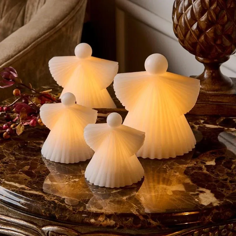 _Downloaded LED candle made of real wax angel, white, set of 2 pieces, 10 cm