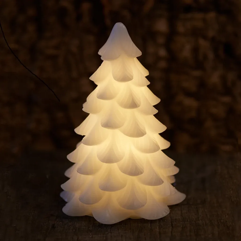 _Downloaded LED candle made of real wax tree, white, 16 cm