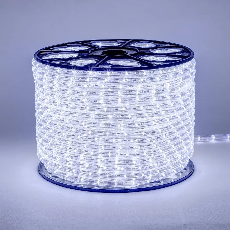 Easy Fix Outdoor LED Light Hose, 100 m, Ice White, Clear Cable, IP44, Reel