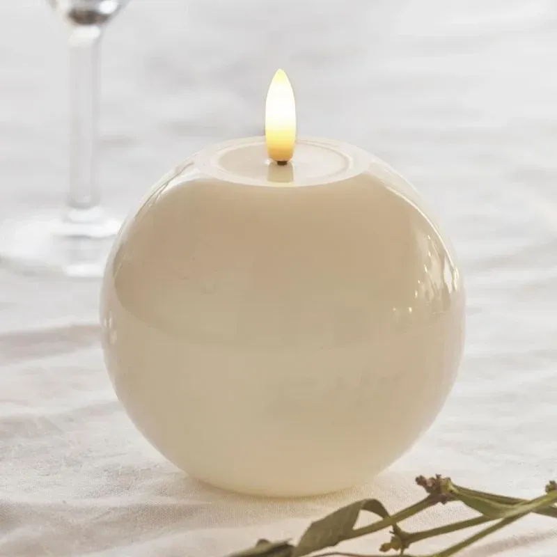 _Download Wax LED candle Sille Ivory round, 9 cm, white, d. 10 cm