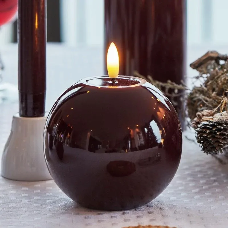_Download Wax LED candle Sille Bordeaux, round, 9 cm, burgundy, d. 10 cm