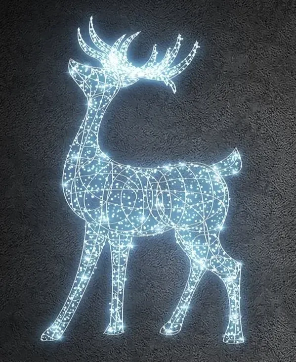 Eco Fix 3D LED light deer, 280 × 260 × 100 cm, ice white, aluminium
