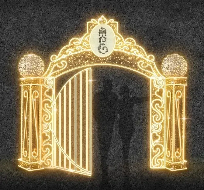 3D LED light gate 345 × 325 cm, warm white