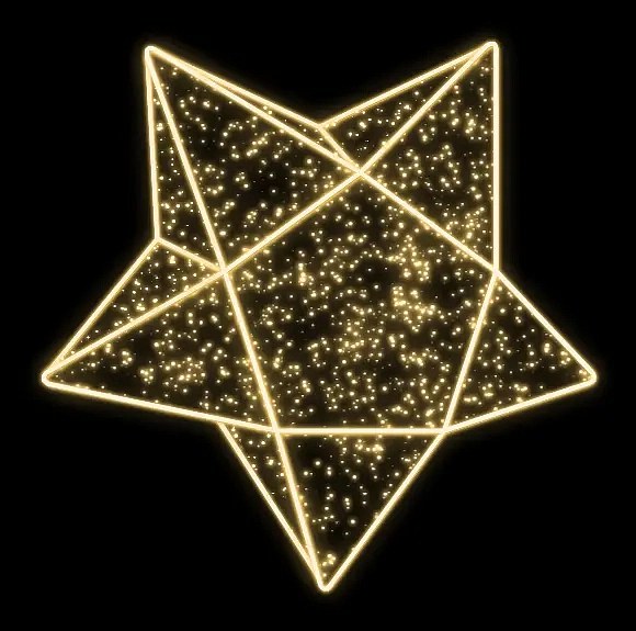 Easy Fix 2D LED five-pointed star light IV, Ø 260 cm, warm white, hanging, aluminium